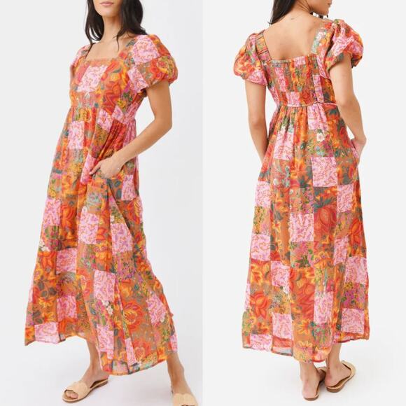 Banjanan Dragon Maxi Dress S/M Patchwork Floral Colorful 100% Cotton Boho India - Picture 13 of 14